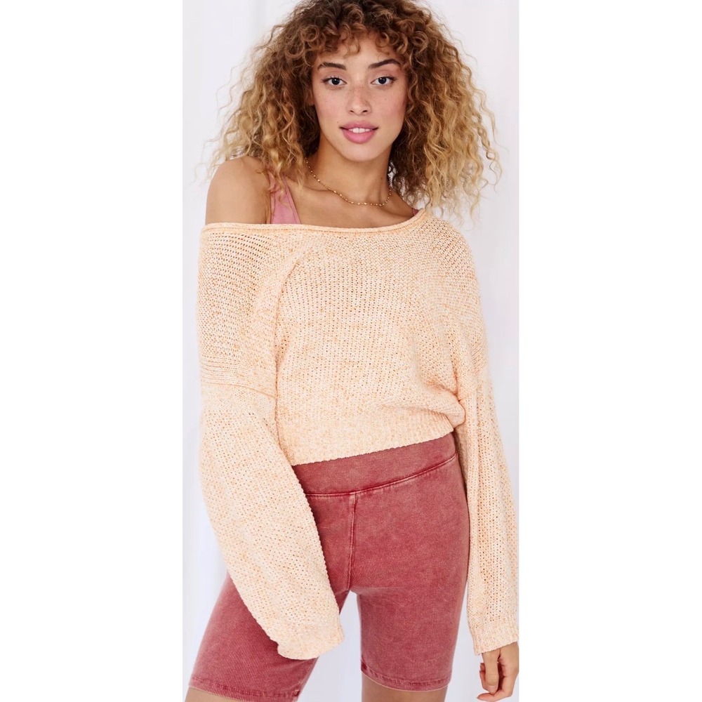 Saturday Sunday Anthropologie Talia Orange Marled Cropped Knit Sweater Small